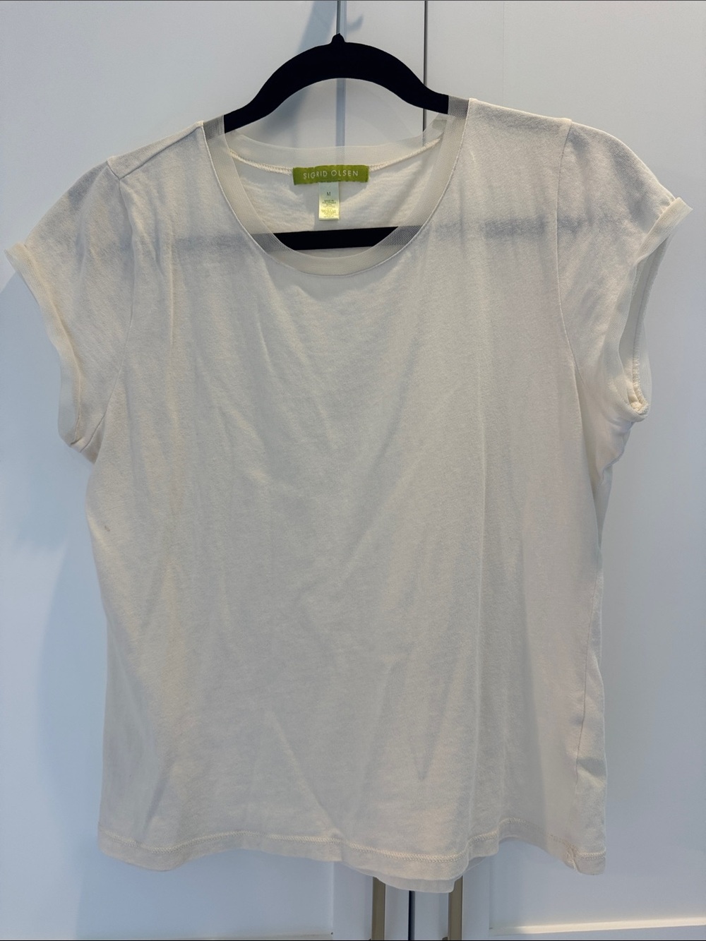 Sigrid Olsen Off-White Short-Sleeve Crewneck Tee